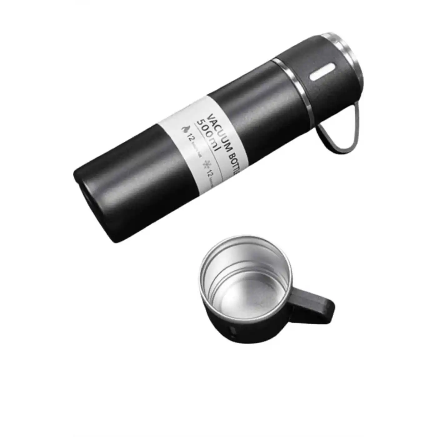 Termos Seti 3lü Bardak Seti Isı Dayanıklı Siyah Paslanmaz Çelik Vakumlu