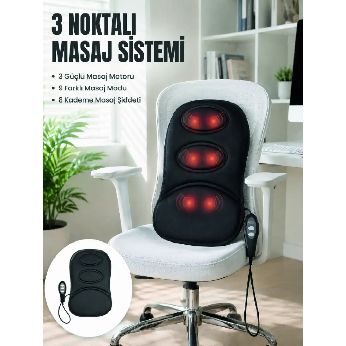 Titreşimli Masaj Koltuk Minderi Kademe Şiddet Ayarlı Isıtma Fonksiyonlu Masaj Pedi