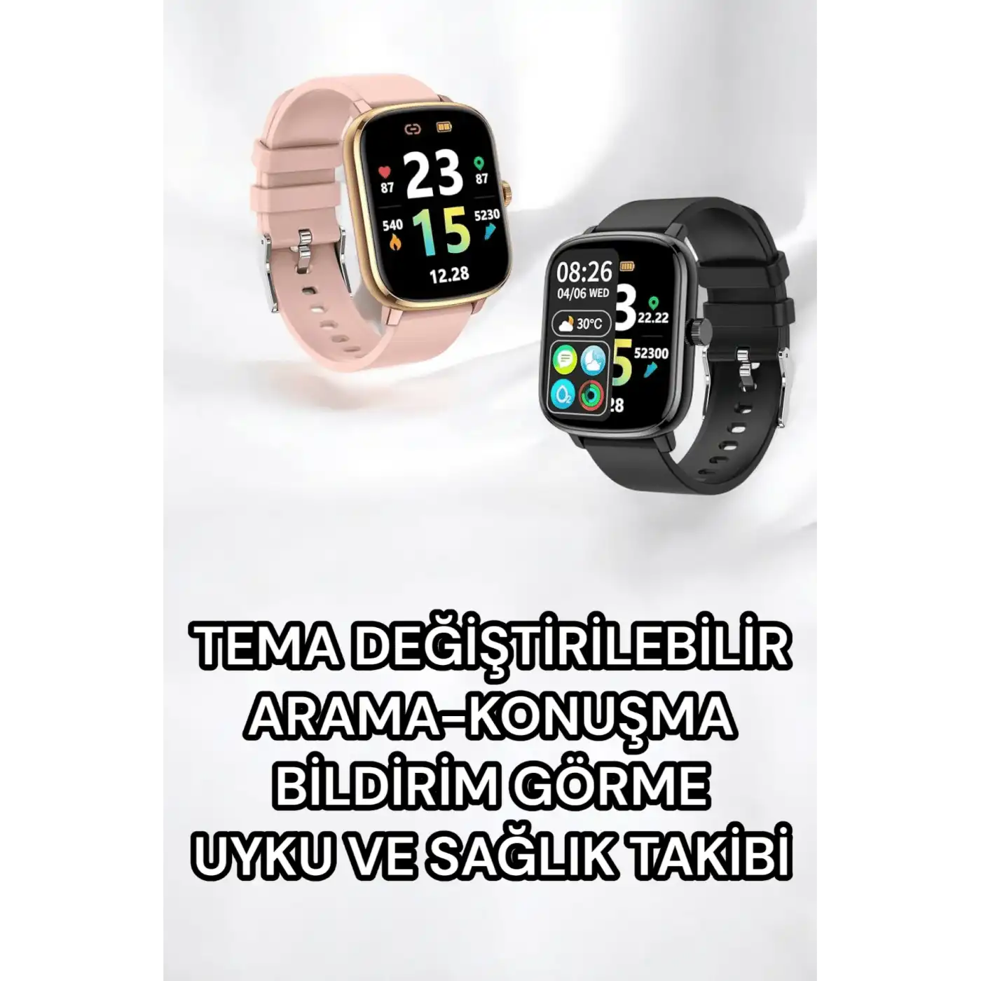 Titreşimli, Sağlık Takipli, Yeni Nesil Akıllı Saat  400mAh Batarya Kapasiteli