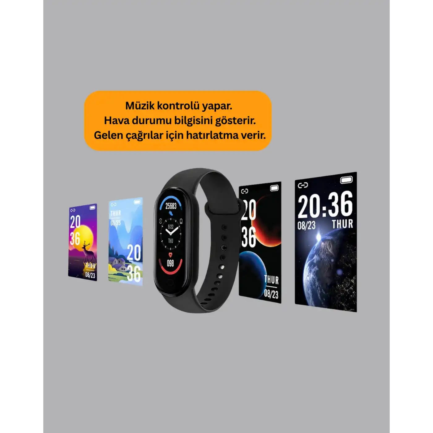 TPU ve Silikon Kordonlu Akıllı Bileklik – 20 Gün Bekleme Süresi Yeni Nesil