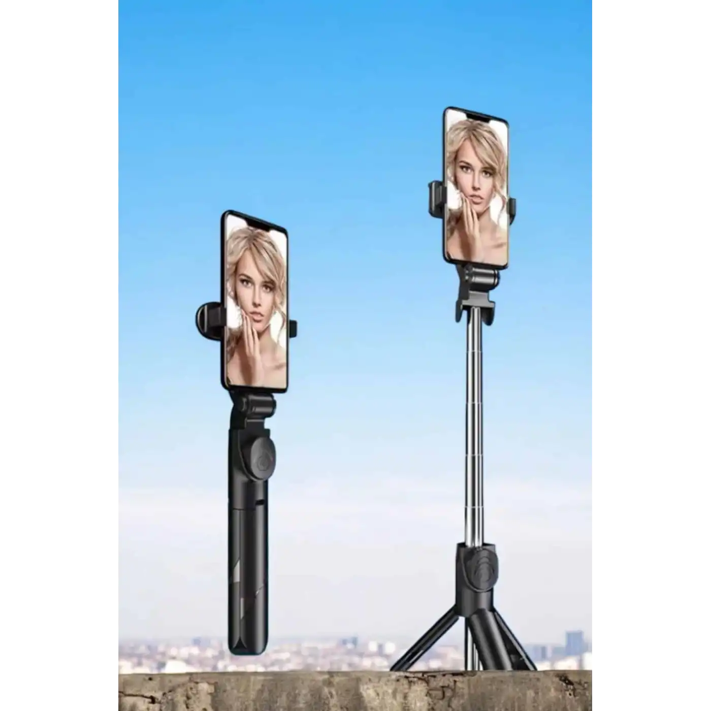 Tripod Kablosuz Bluetooth Bağlantılı Selfie Çubuğu 360 Derece Dönebilen