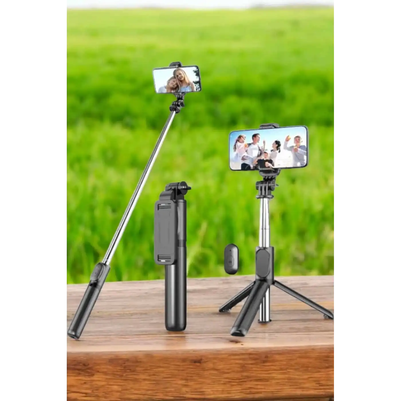 Tripod Kablosuz Bluetooth Bağlantılı Selfie Çubuğu 360 Derece Dönebilen