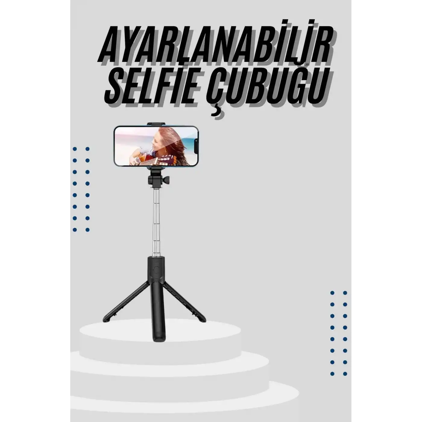 Tripod Selfie Çubuğu Bluetooth Kumandalı Kablosuz Led Işıklı