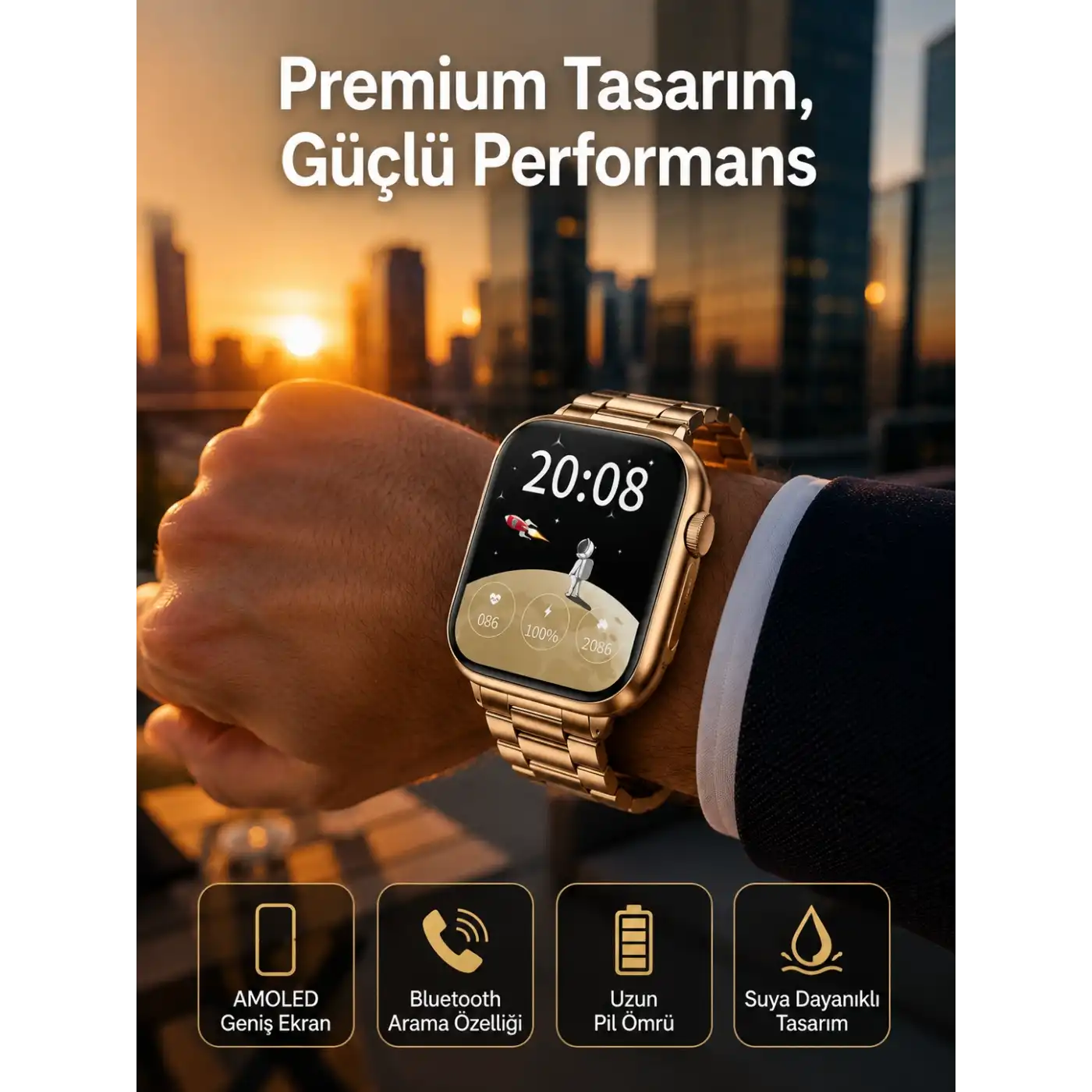 Sağlık Takipli Akıllı Saat 117 Spor Modlu AMOLED Ekran