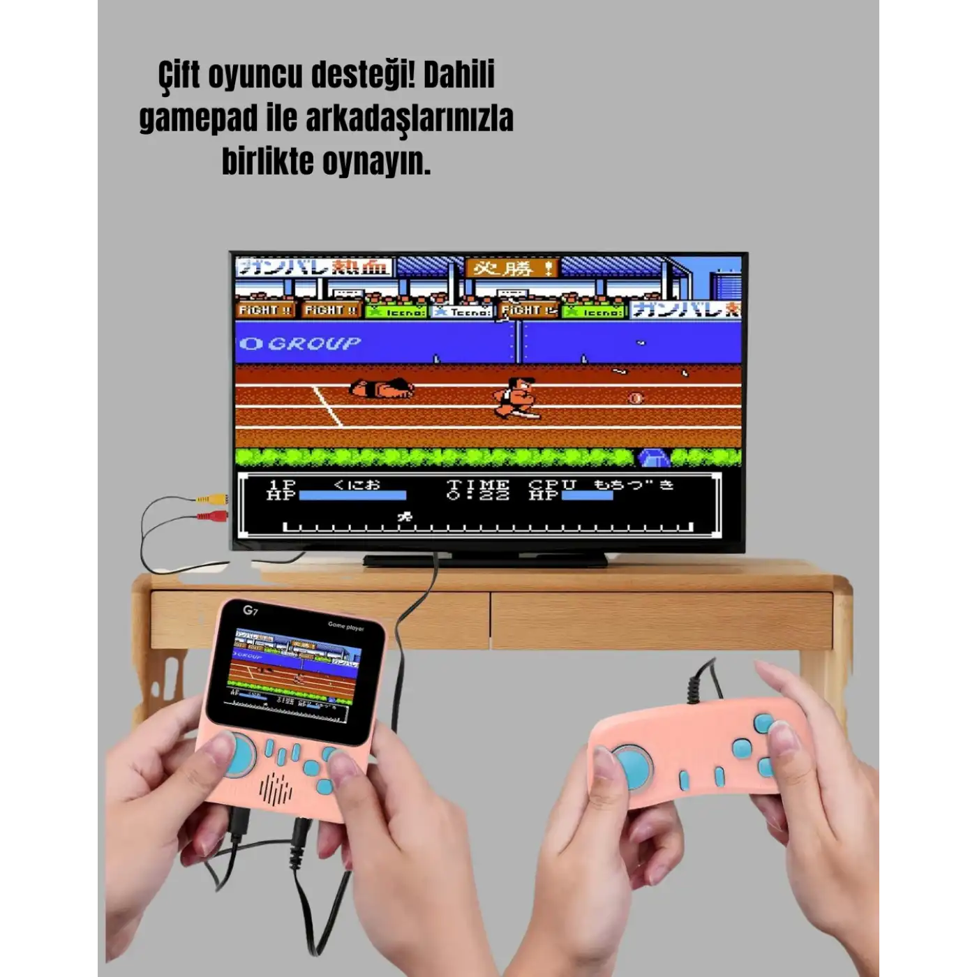 TV Bağlantılı Çift lu Şarjlı Retro Gamepad Seti