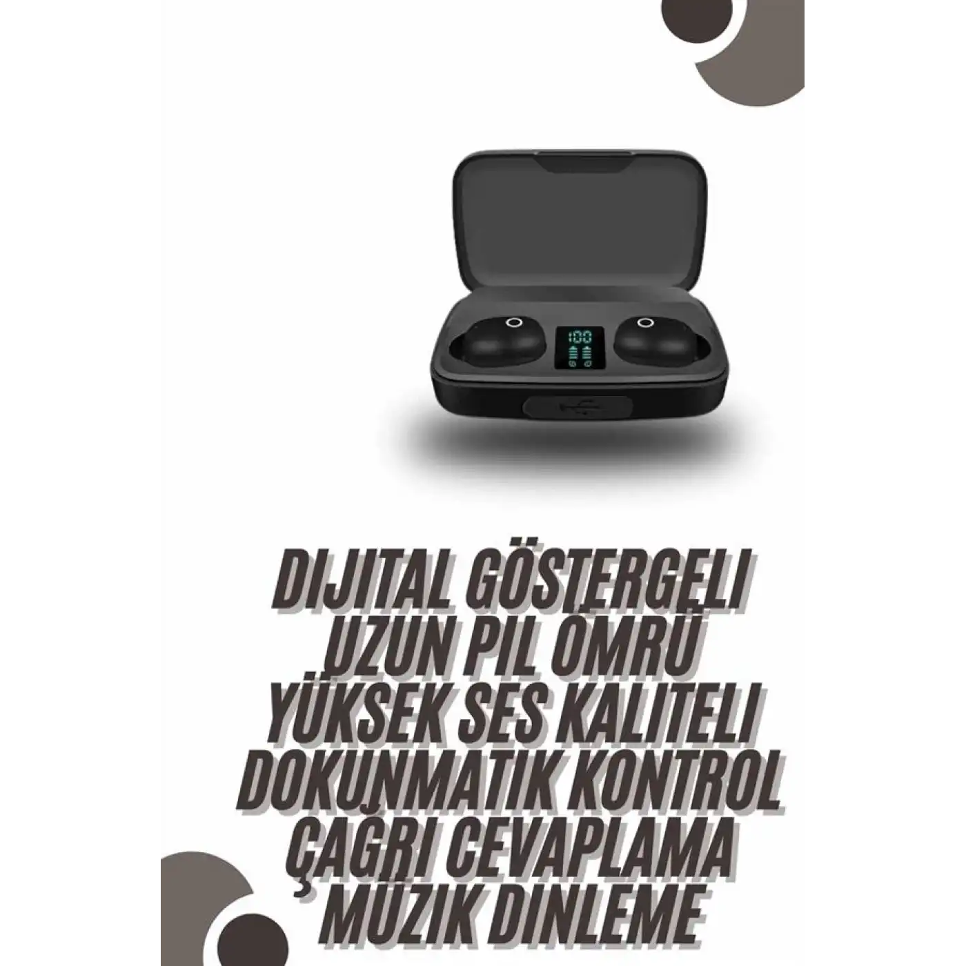 TWS Bluetooth Kulaklık 5.0 Bluetooth Bağlantılı Dokunmatik Kontrol Özelliği