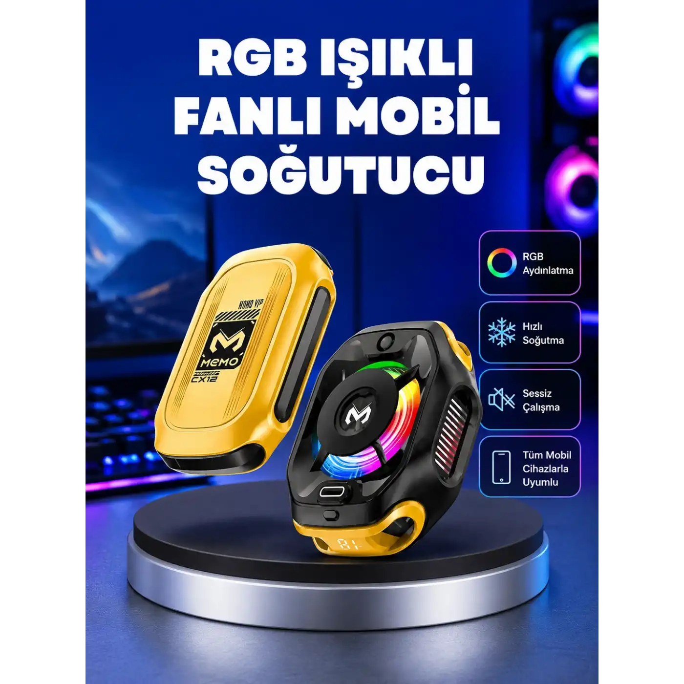 Type-C Girişli AI Modlu Yüksek Performanslı Telefon Soğutucu Yeni Nesil
