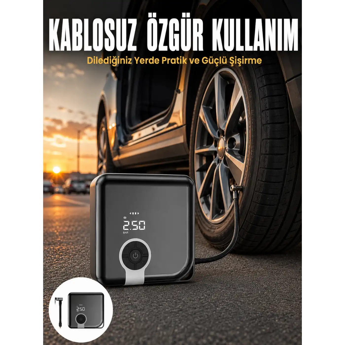 Type-C Şarj Girişli Taşınabilir Elektrikli Hava Pompası Yeni Nesil