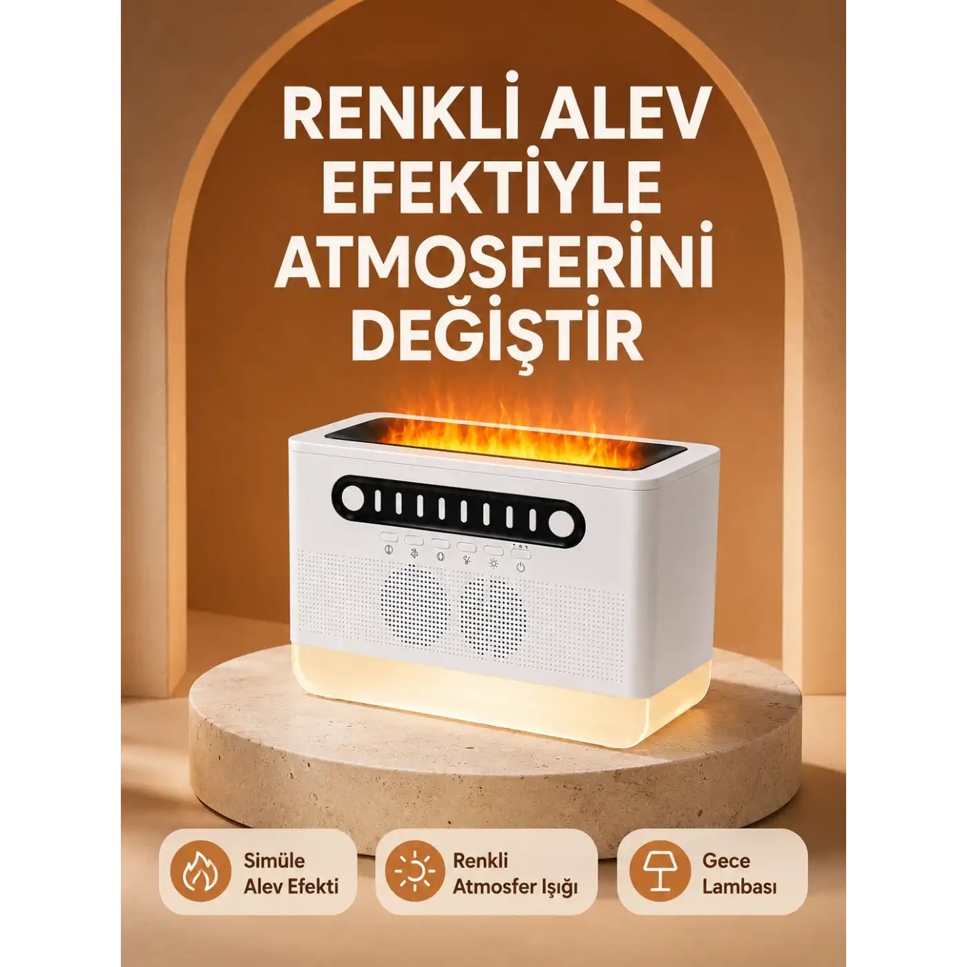 Type-C Şarjlı Kablosuz Hoparlör Beyaz Gürültü ve Atmosfer Işığı