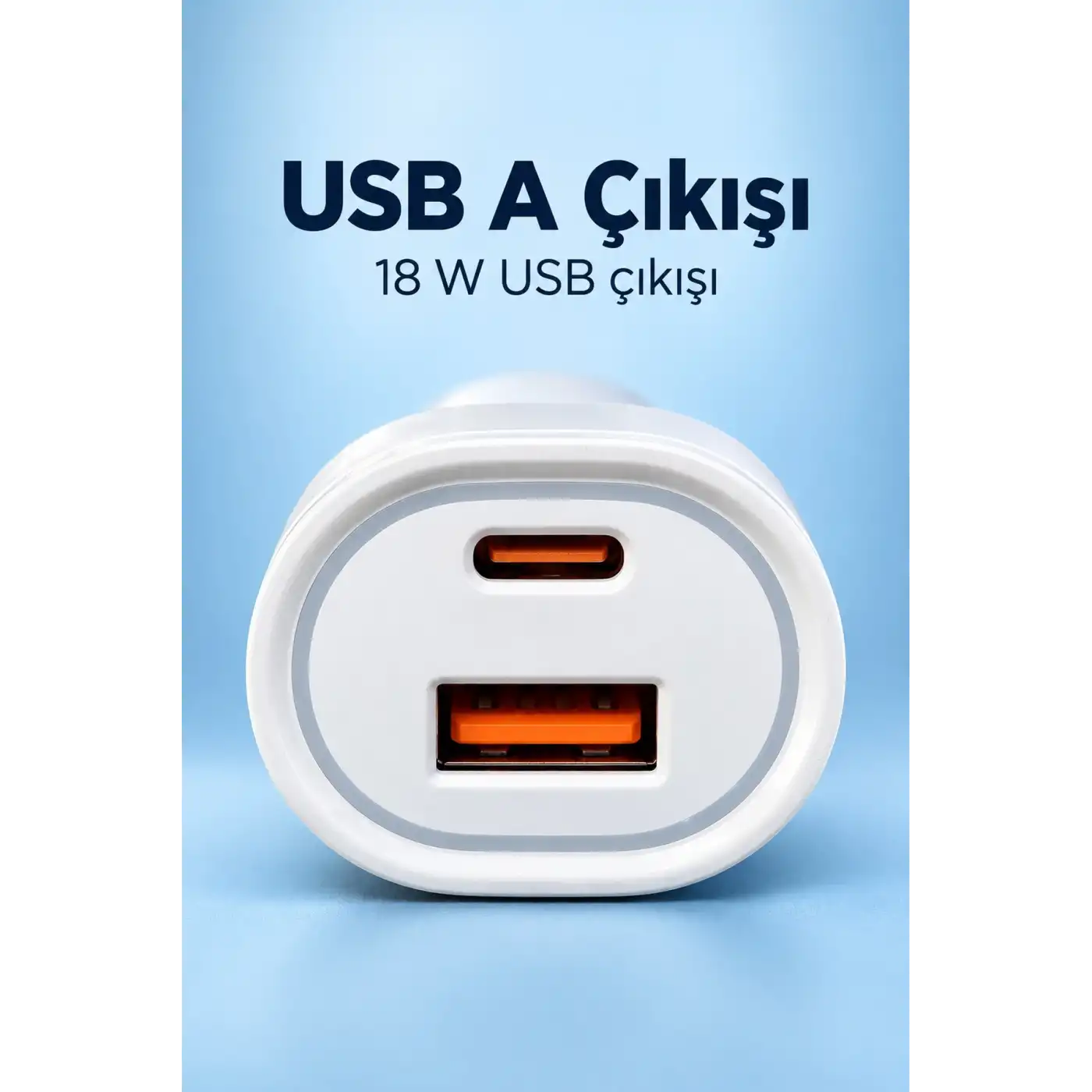 Type C ve USB A Çift Çıkışlı Araç Şarj Aleti