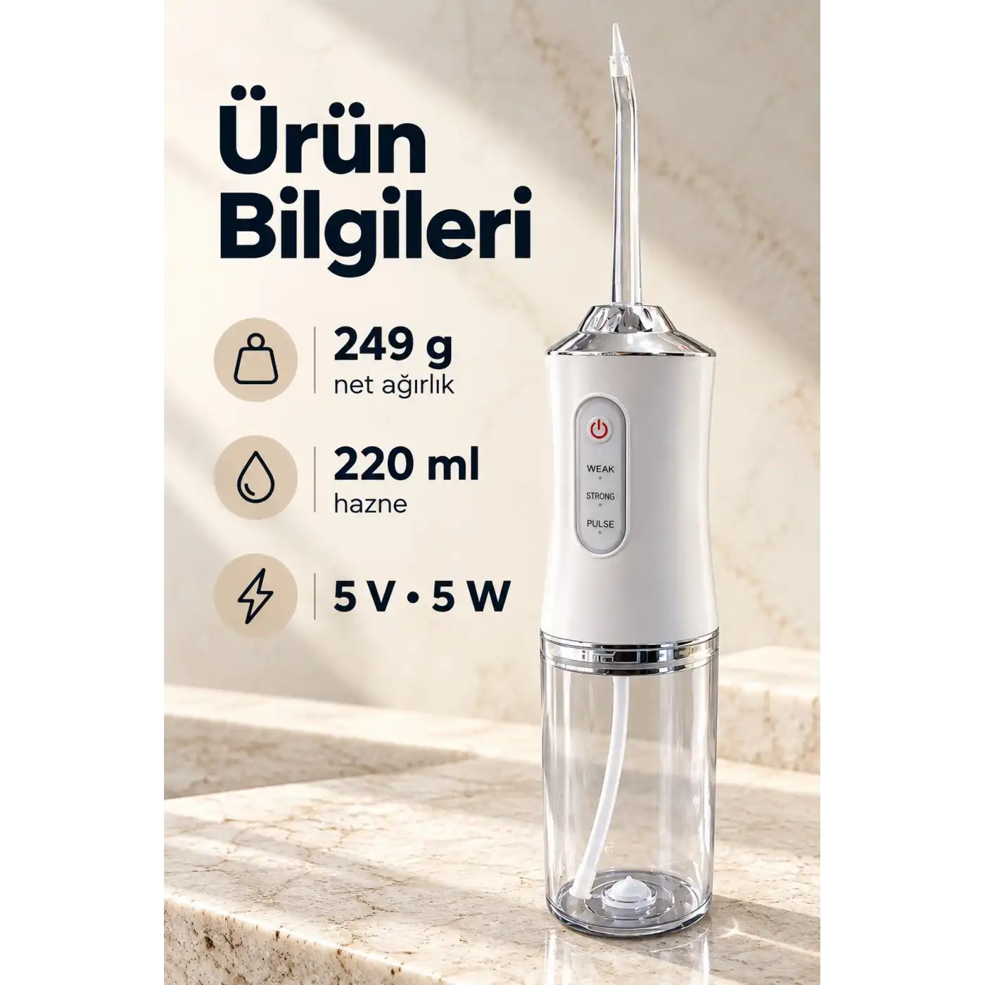 Üç Kademeli Ağız Duşu Tek Tuşla Mod Seçimi