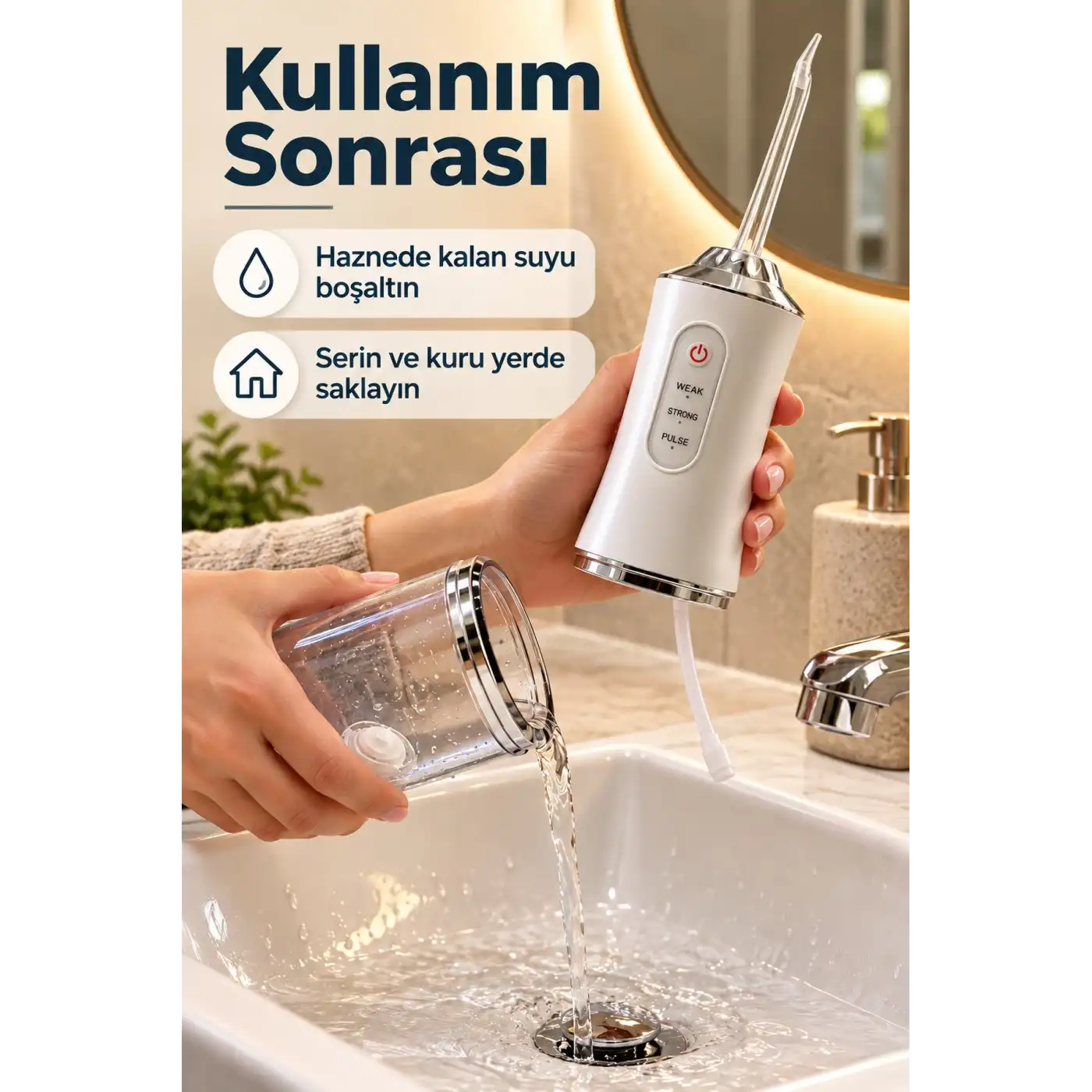 Üç Kademeli Ağız Duşu Tek Tuşla Mod Seçimi