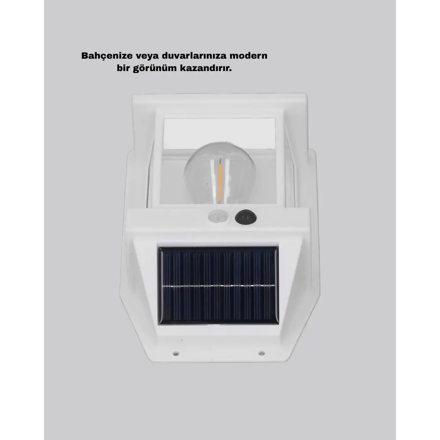 Üç Modlu Güneş Enerjili Duvar Lambası 1800mAh Bataryalı ve Hareket Sensörlü