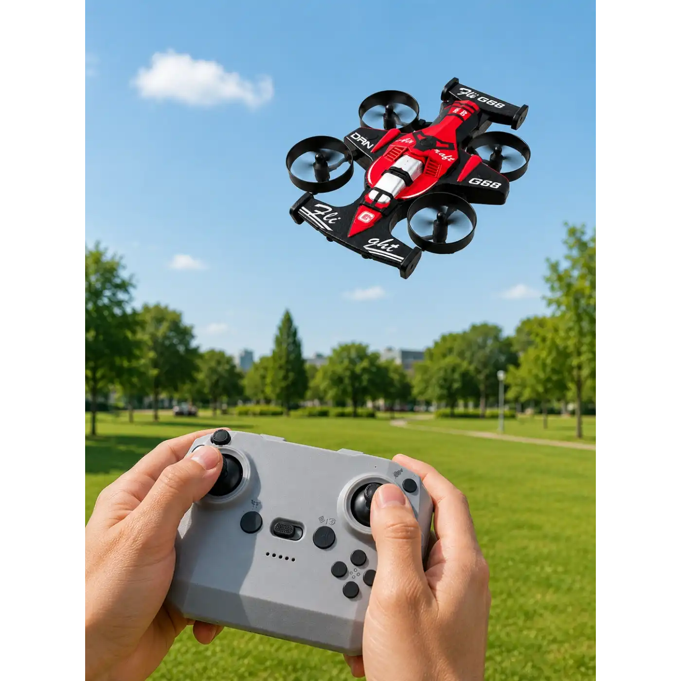 Uçan Araba Drone 4 Korumalı Pervaneli 360° Akrobatik Hareket Uzaktan Kumandalı