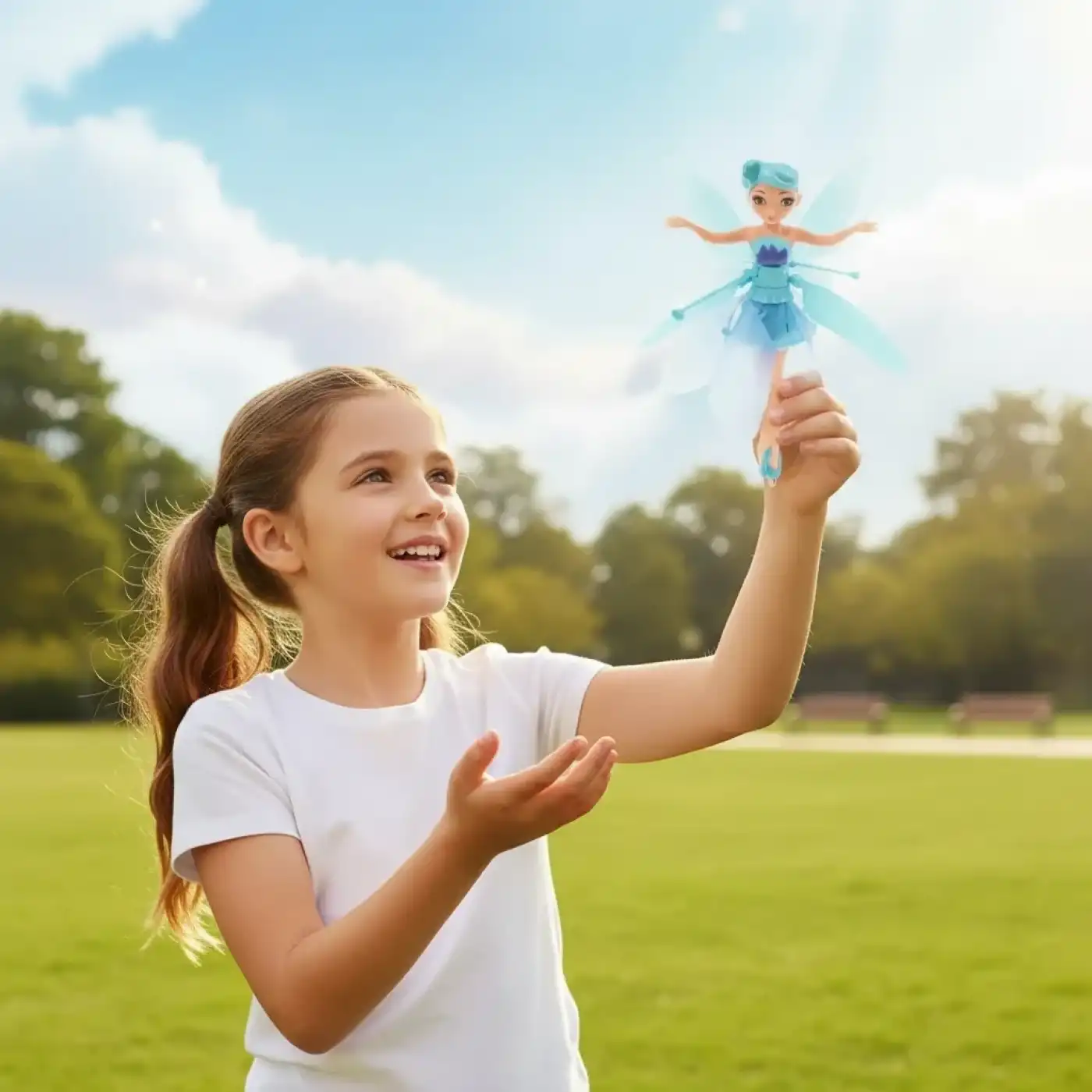 Uçan Peri Oyuncak Usb Kablolu ve Şarj Edilebilir Oyuncak Bebe Mavisi