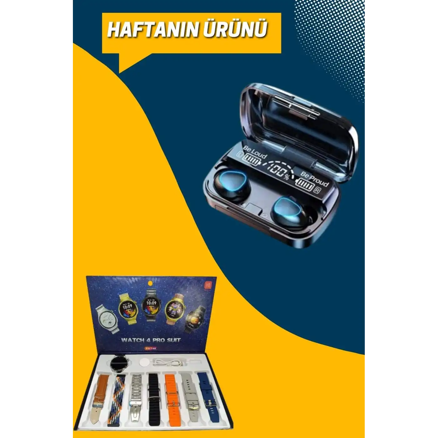 Ucuz Kaliteli Yeni Nesil 7 Kordonlu Akıllı Saat ve Kablosuz Bluetooth Kulaklık ANC Özelliği
