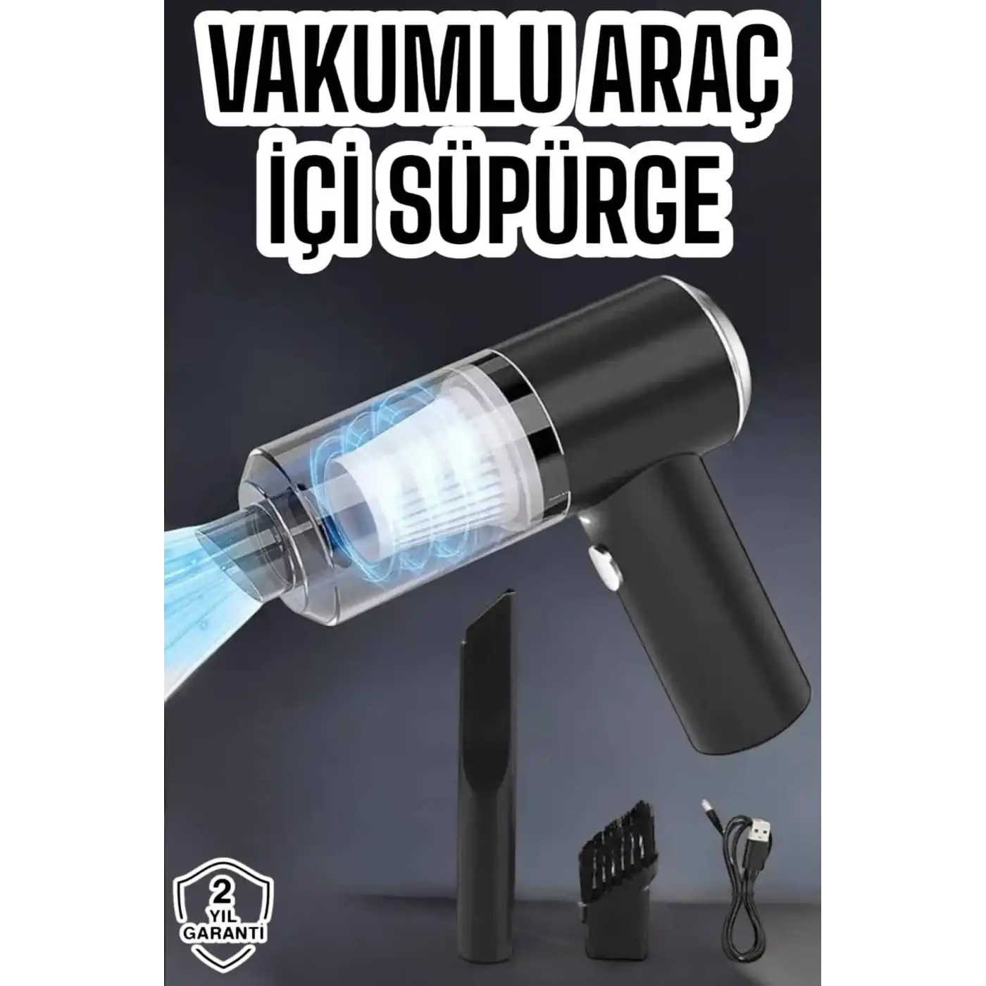 Üflemeli Güçlü Vakumlu Ev Ofis Araç Süpürgesi El Süpürgesi Şarjlı