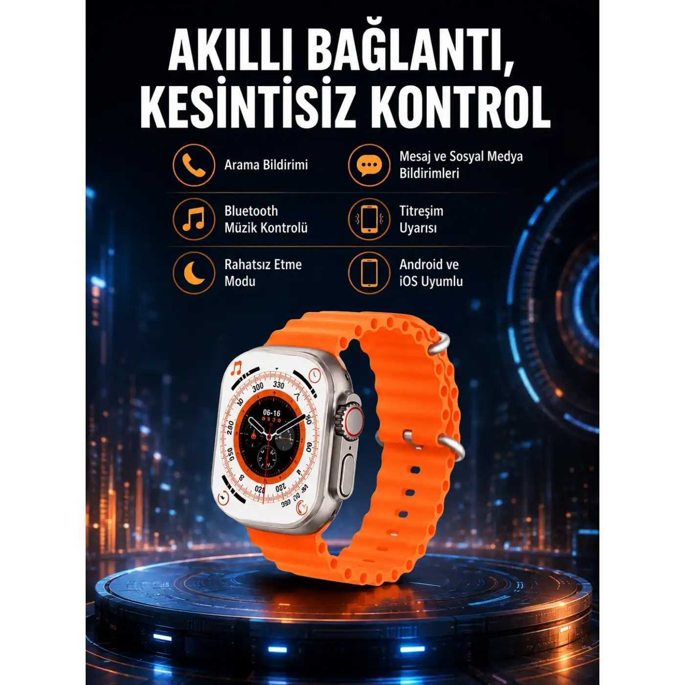 Ultra Akıllı Saat 49 Mm Çift Kordonlu Arama Cevaplama Bluetooth Bağlantılı
