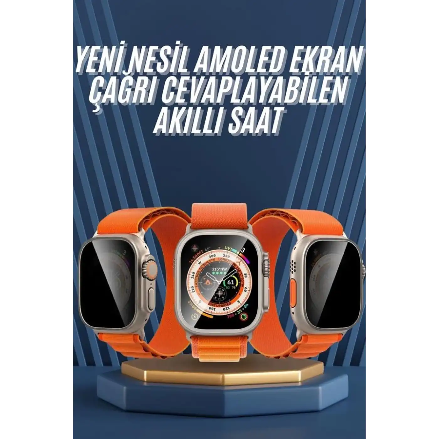 Ultra Max Kordon Kilitli Akıllı Saat Amoled Ekran Titreşimli Çağrı Cevaplayabilen