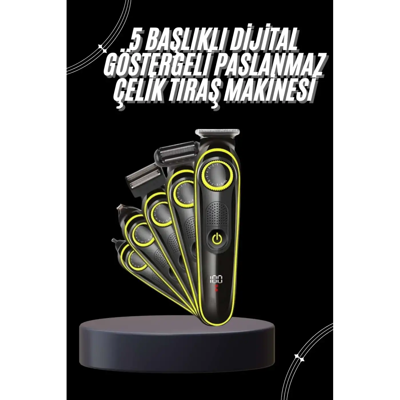 Unısex Çok Fonksiyonlu Bakım Seti Led Göstergeli Tıraş Makinesi Saç Sakal Vücut