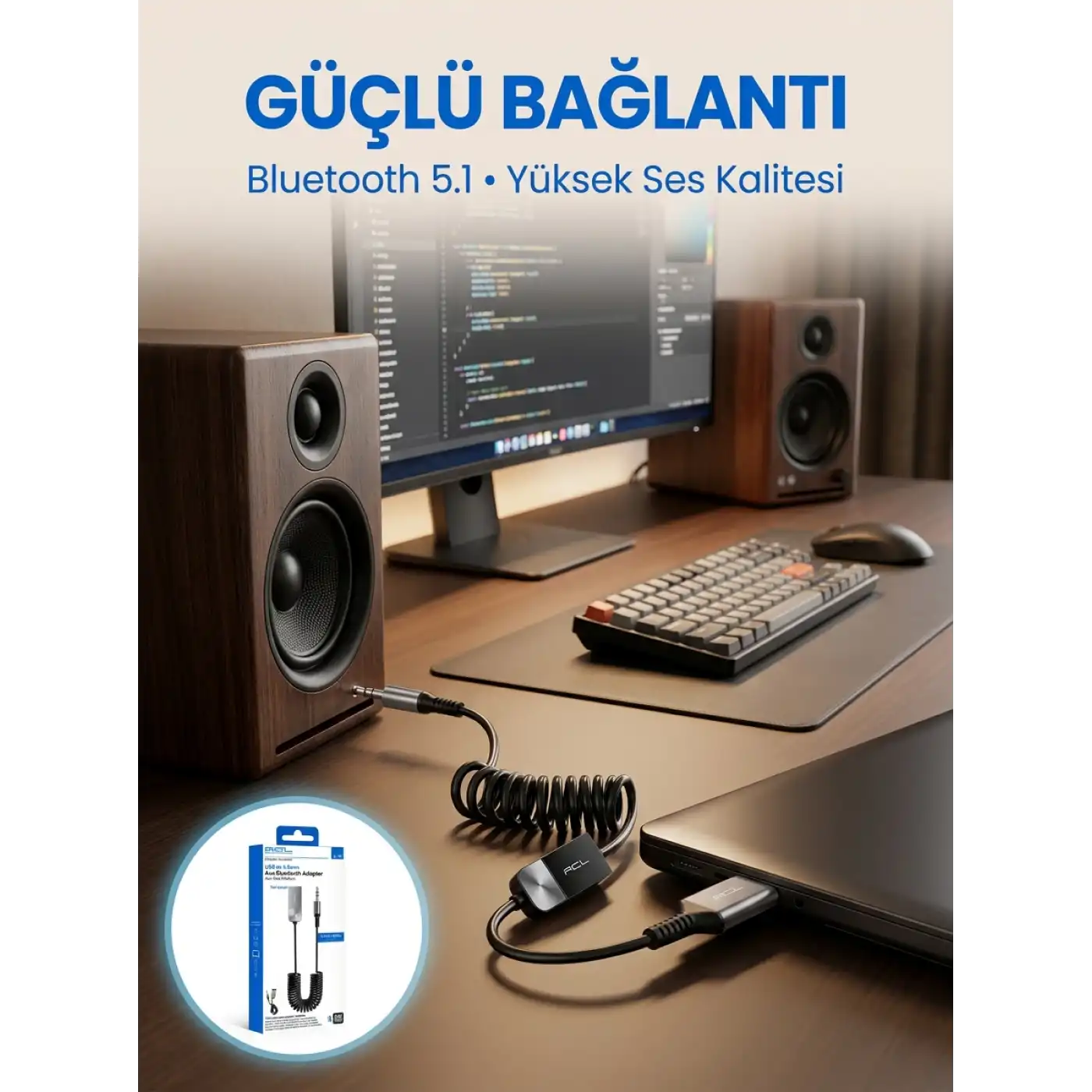 AUX Girişli Cihazlar İçin Kablosuz Bluetooth Adaptörü