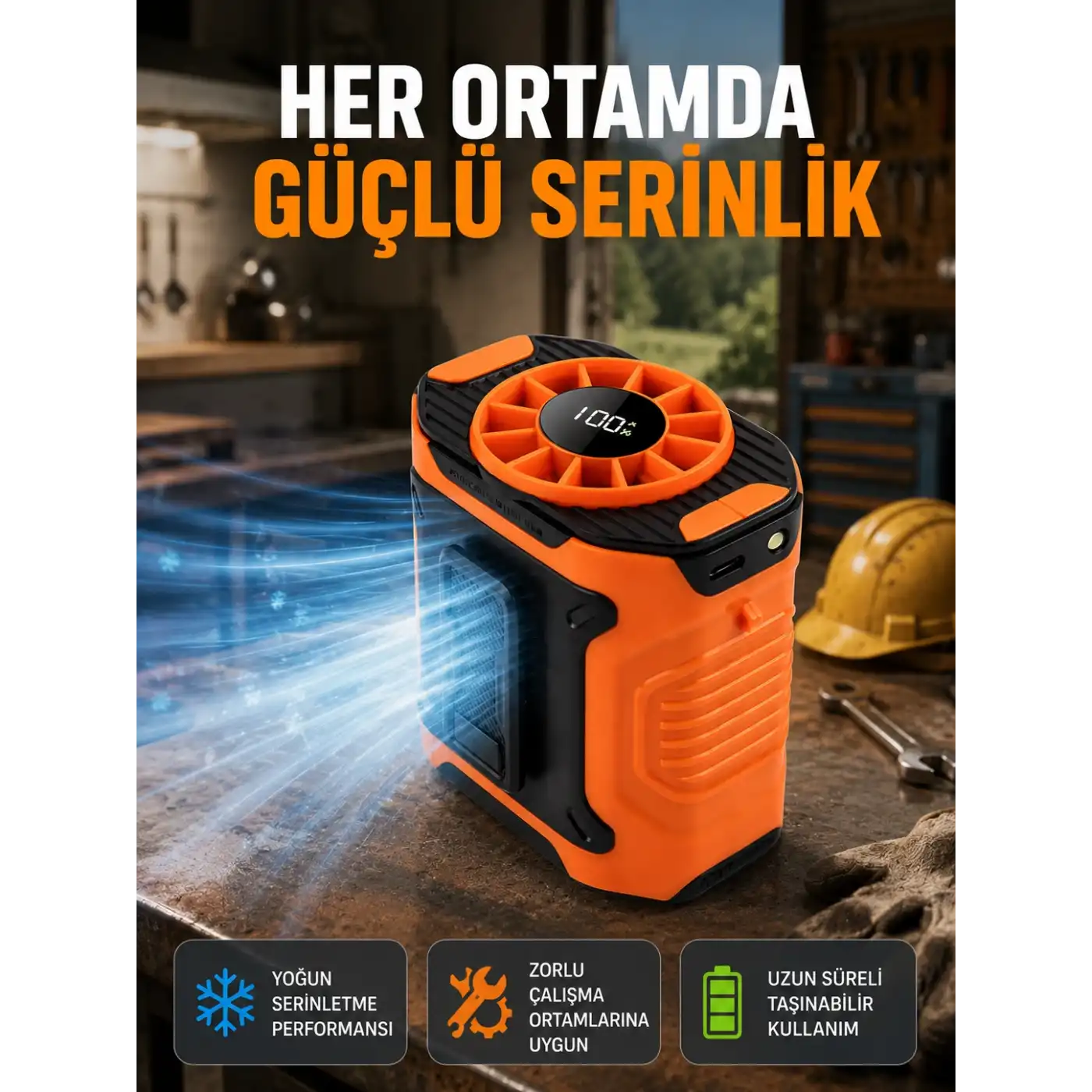 USB Şarjlı Kompakt El ve Boyun Fanı Çok Fonksiyonlu