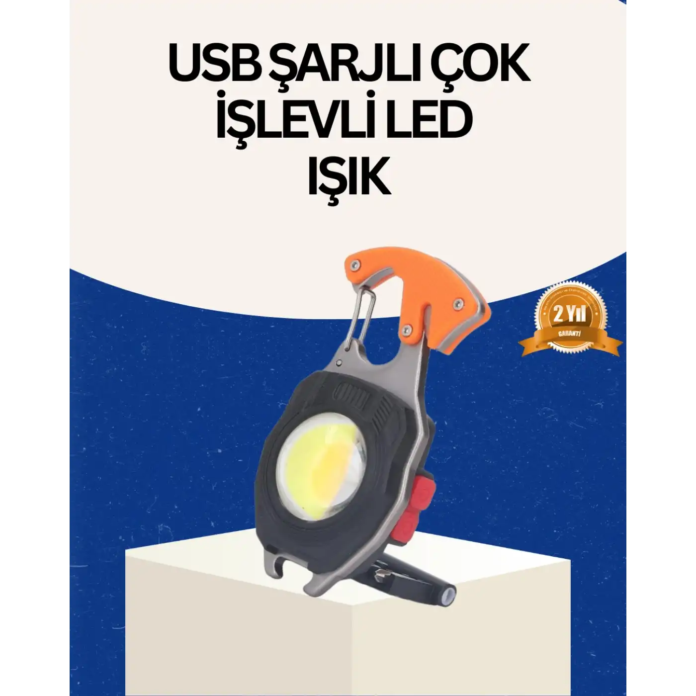 USB Şarjlı Mini LED Anahtarlık Fener
