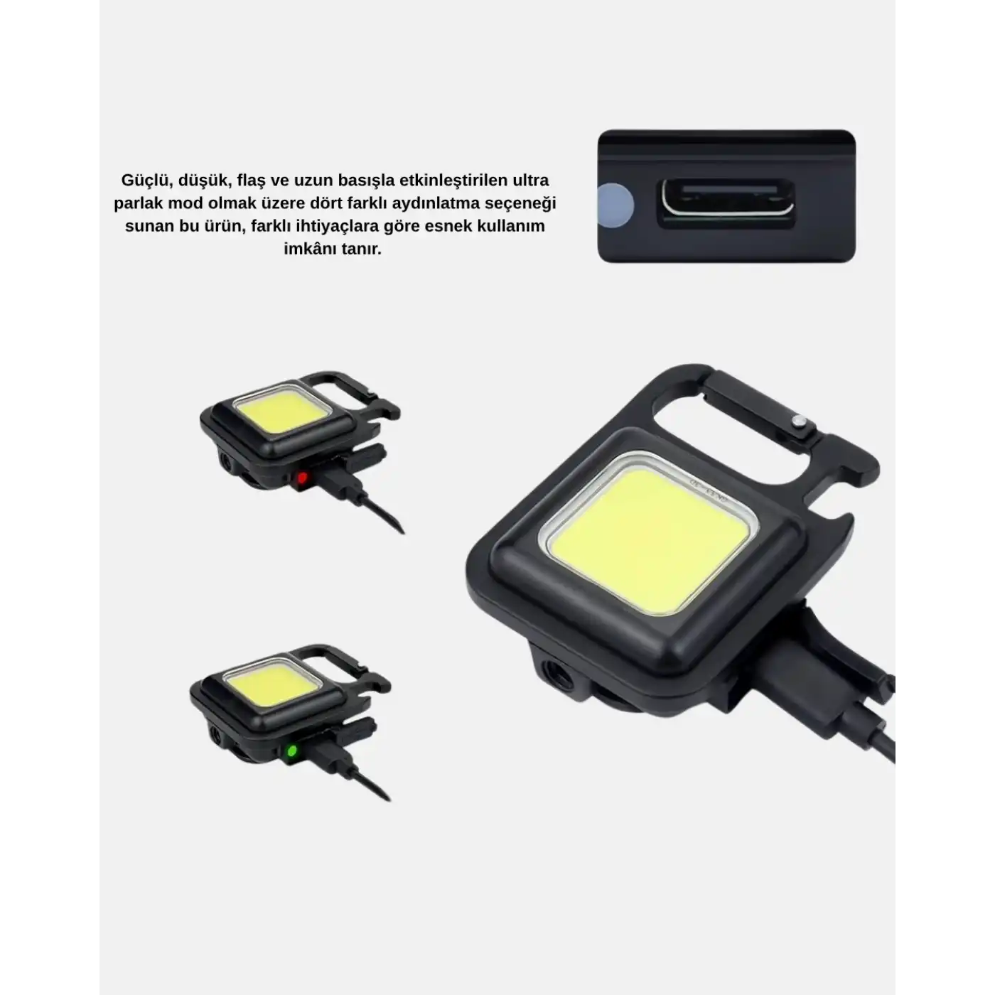 USB Type-C Şarjlı Mini Fener – Manyetik, Katlanabilir ve Şişe Açacaklı Tasarım Yeni Nesil