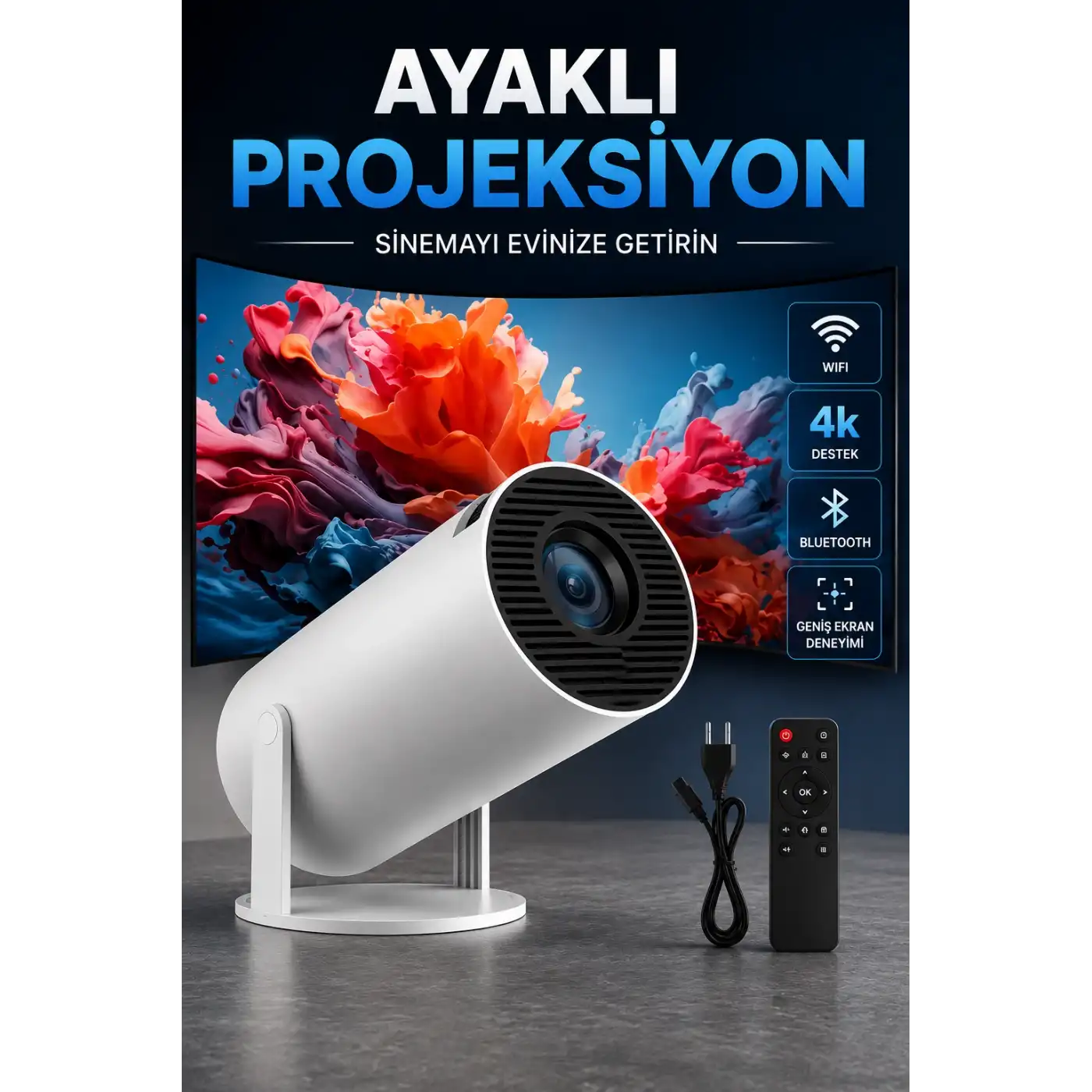 USB ve Kablosuz Bağlantı Özellikli 5000 Saat Ampul Ömürlü Projeksiyon