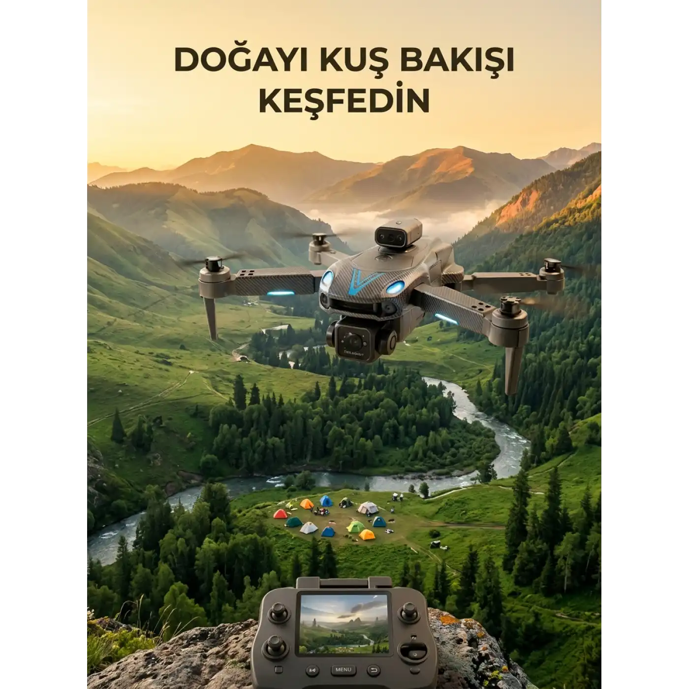 Uzaktan Kumandalı Çift Kameralı Hobi ve Fotoğraf Droneu