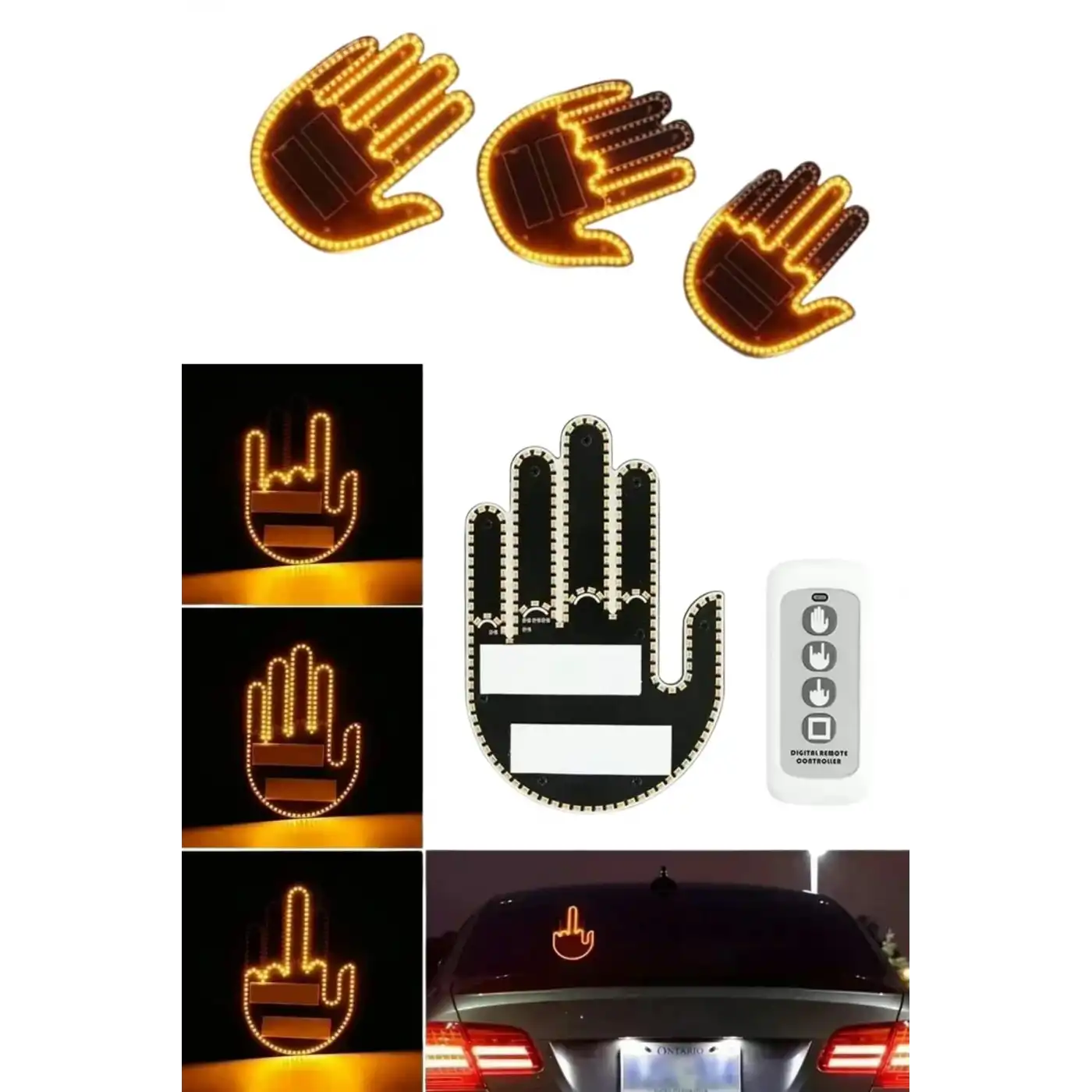 Uzaktan Kumandalı El Orta Parmak Led Araç Camına Özel