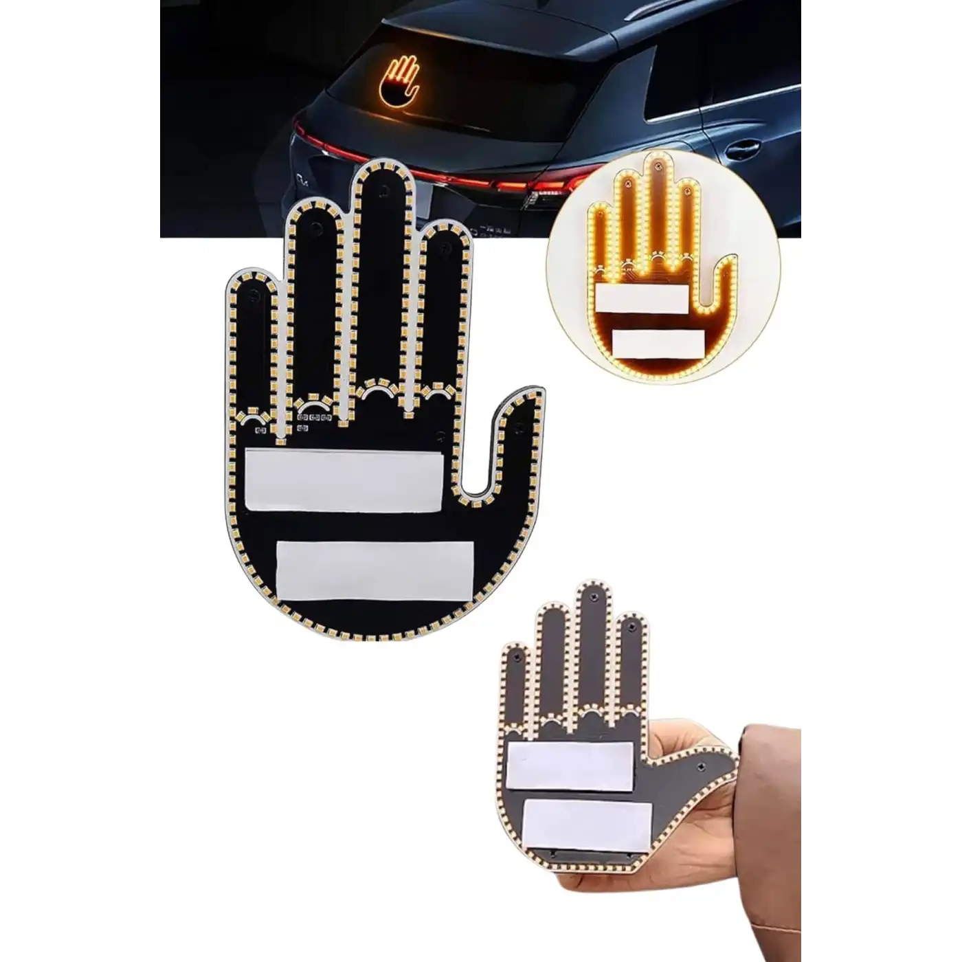Uzaktan Kumandalı El Orta Parmak Led Araç Camına Özel