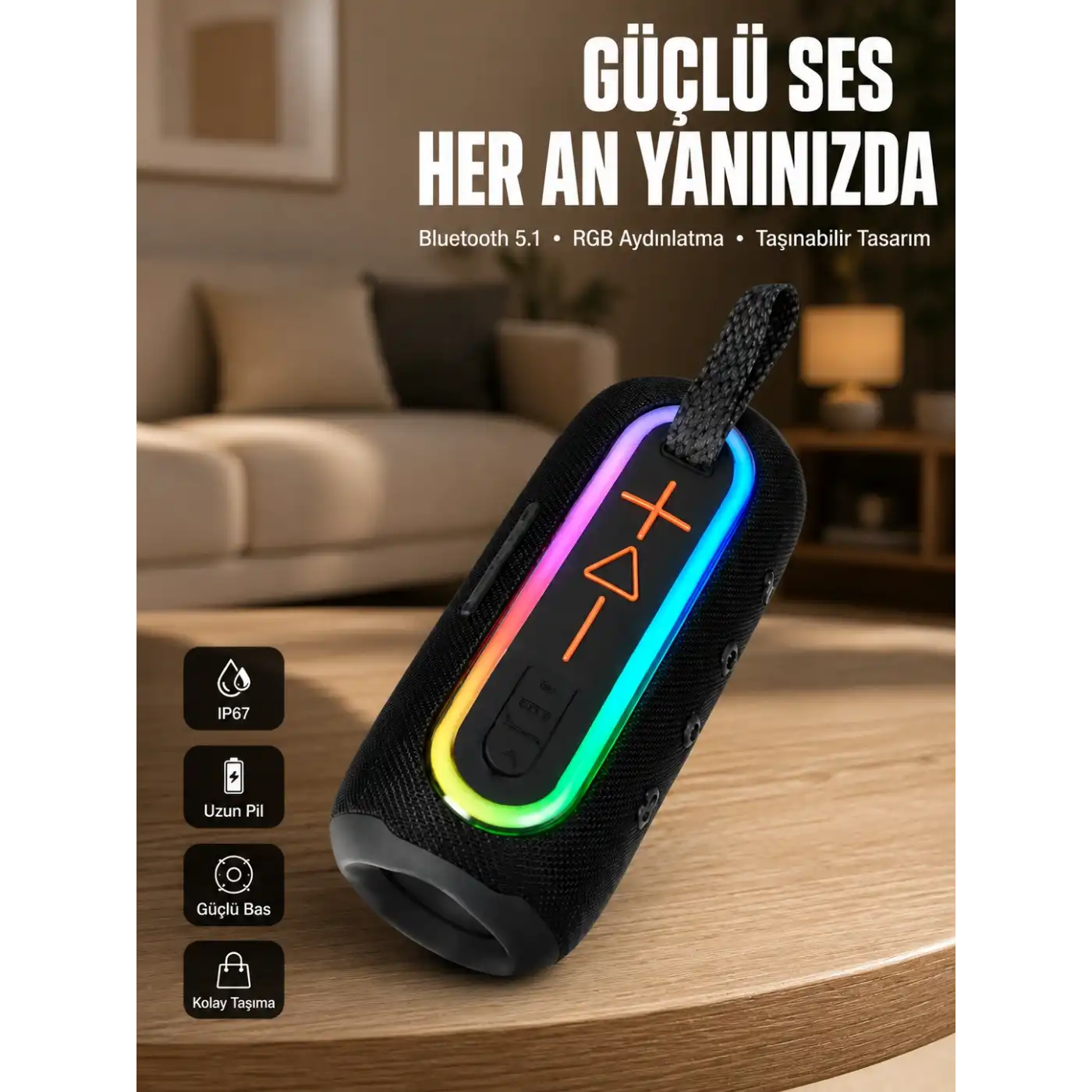 Uzun Pil Ömürlü Bluetooth 5.1 Hoparlör Yeni Nesil