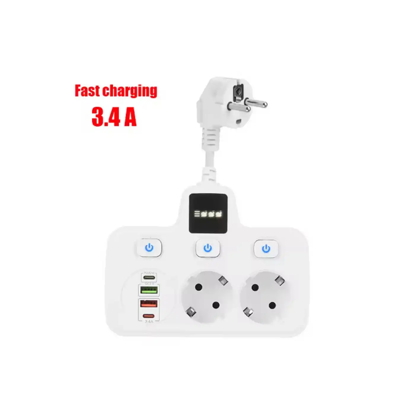 Vtn-503 Akım Korumalı Duvar Tipi Priz 2x Usb 2x Priz Typce 20w