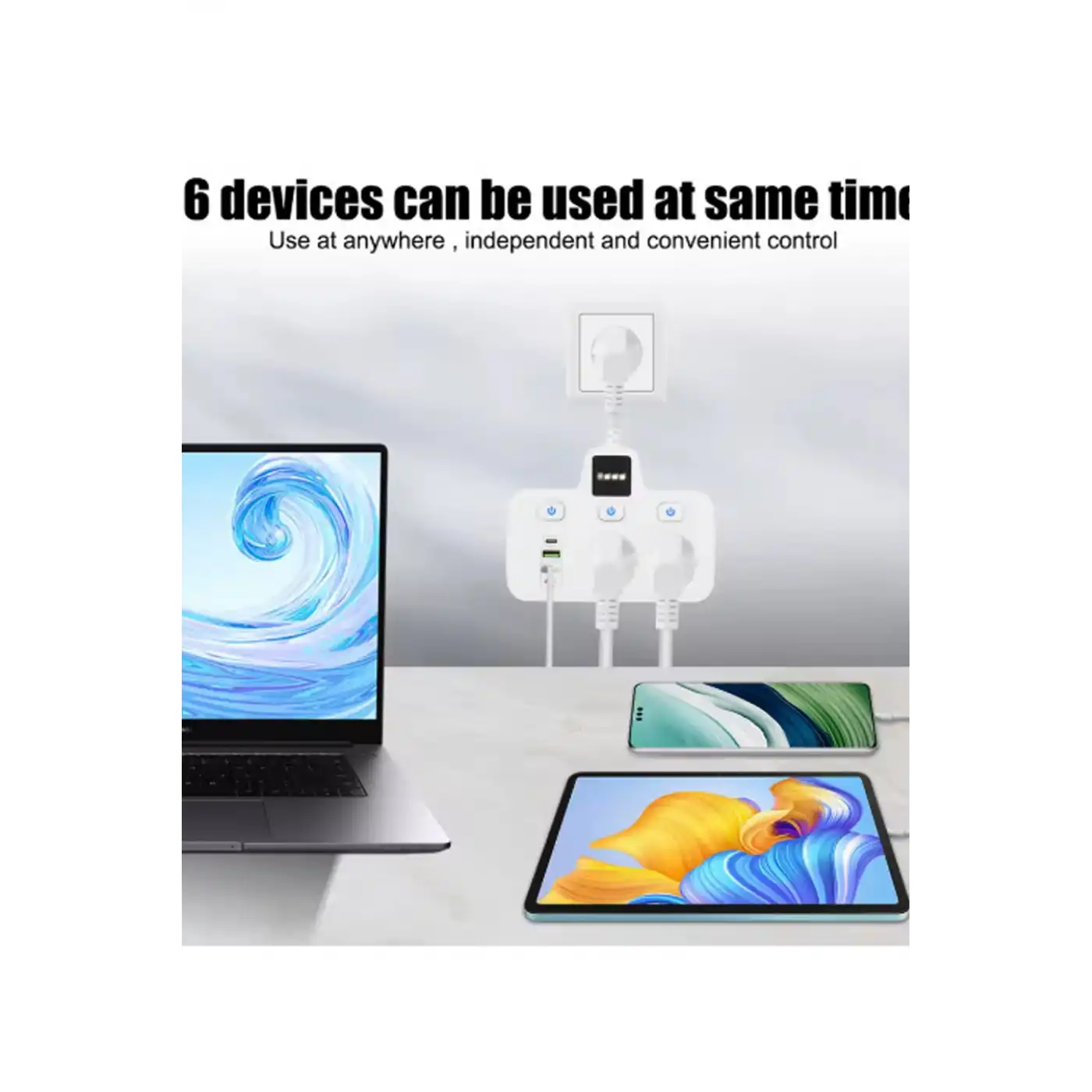 Vtn-503 Akım Korumalı Duvar Tipi Priz 2x Usb 2x Priz Typce 20w