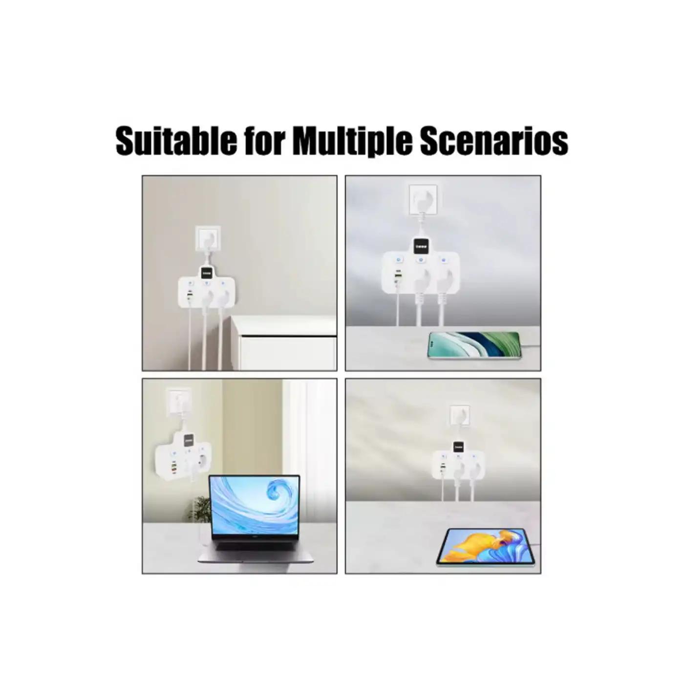 Vtn-503 Akım Korumalı Duvar Tipi Priz 2x Usb 2x Priz Typce 20w