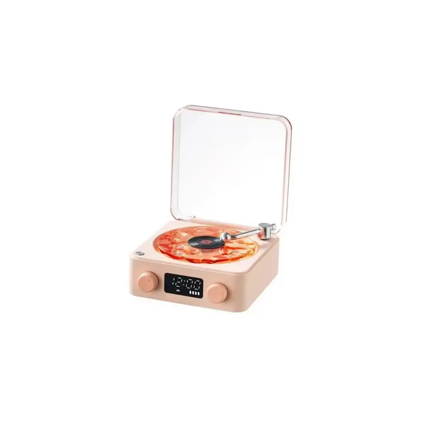 Waves Nostalji Plak Görünümlü Bluetooth Hoparlör 3d Ses Dalgası Retro Müzik Plak Pembe