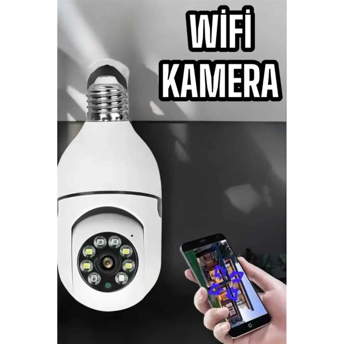 Wifi Kamera Duylu Ampul Görünümlü 360 Derece Dönebilen Ev Kamerası