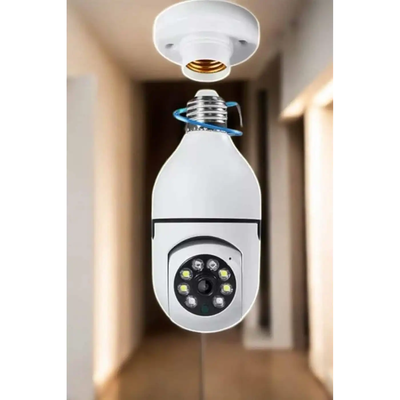 Wifi Kamera Duylu Ampul Görünümlü 360 Derece Dönebilen Ev Kamerası