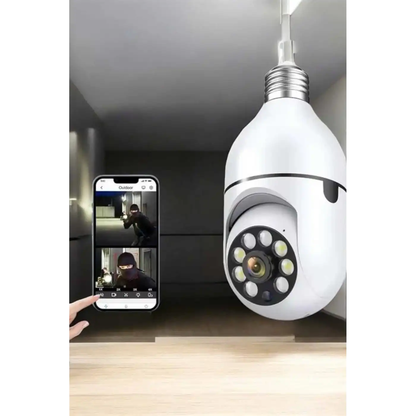 Wifi Kamera Duylu Ampul Görünümlü 360 Derece Dönebilen Ev Kamerası