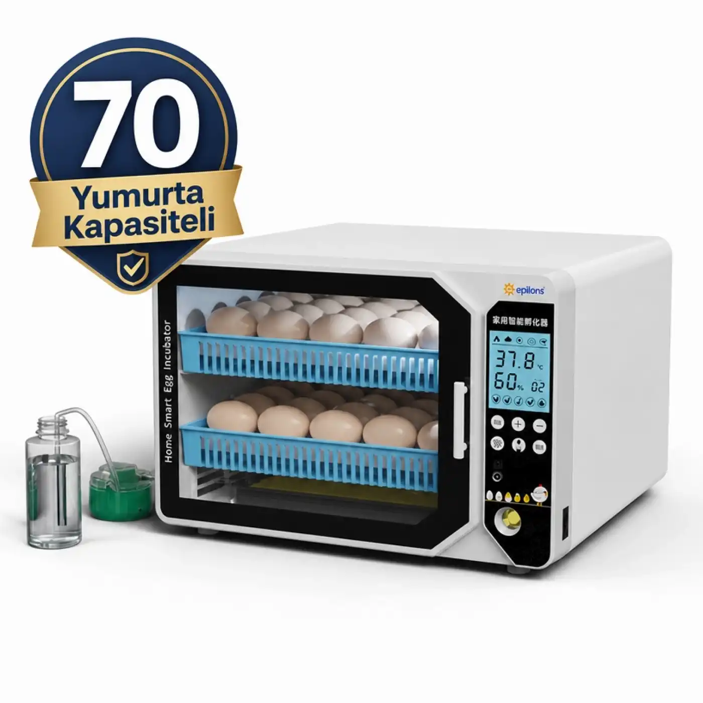 WM-70 Tam Otomatik Akıllı Kuluçka Makinesi + Hediye Yedek Motor ve Suluk Paketi