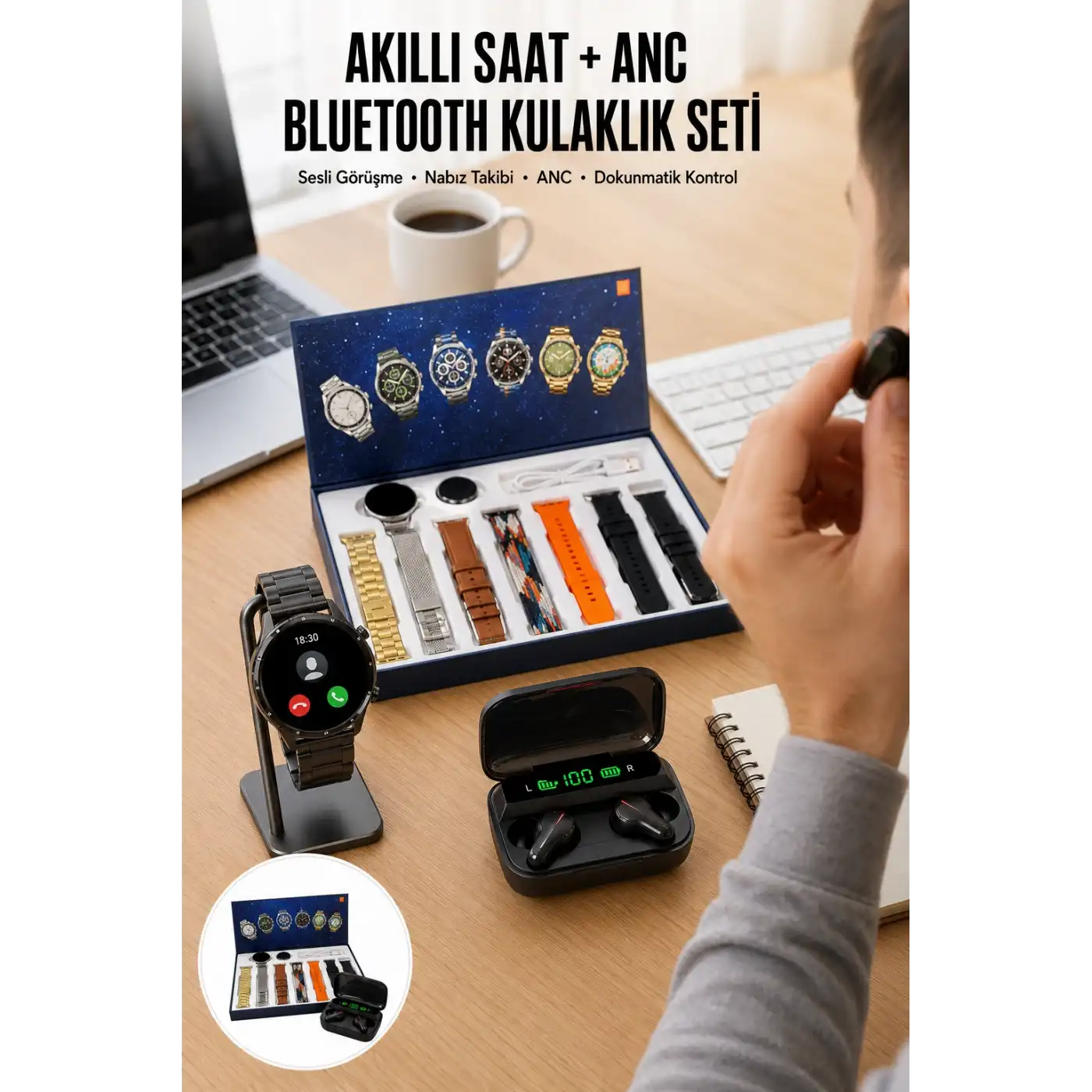 Yeni Model Akıllı Saat ve Ucuz Kaliteli Bluetooth Kulaklık Amoled Ekran Aynalı