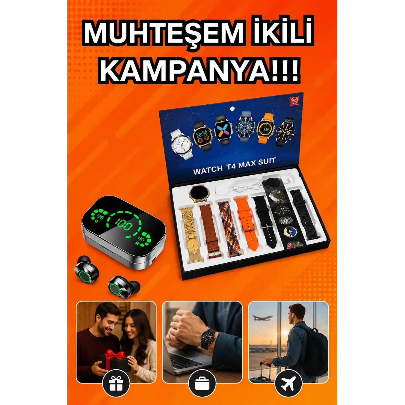 Yeni Model Akıllı Saat ve Ucuz Kaliteli Bluetooth Kulaklık Amoled Ekran Aynalı