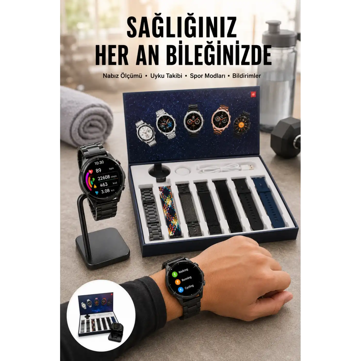 Yeni Nesil Akıllı Saat 2024 Model Uyku ve Sağlık Takibi Bluetooth Bağlantılı Yeni Nesil