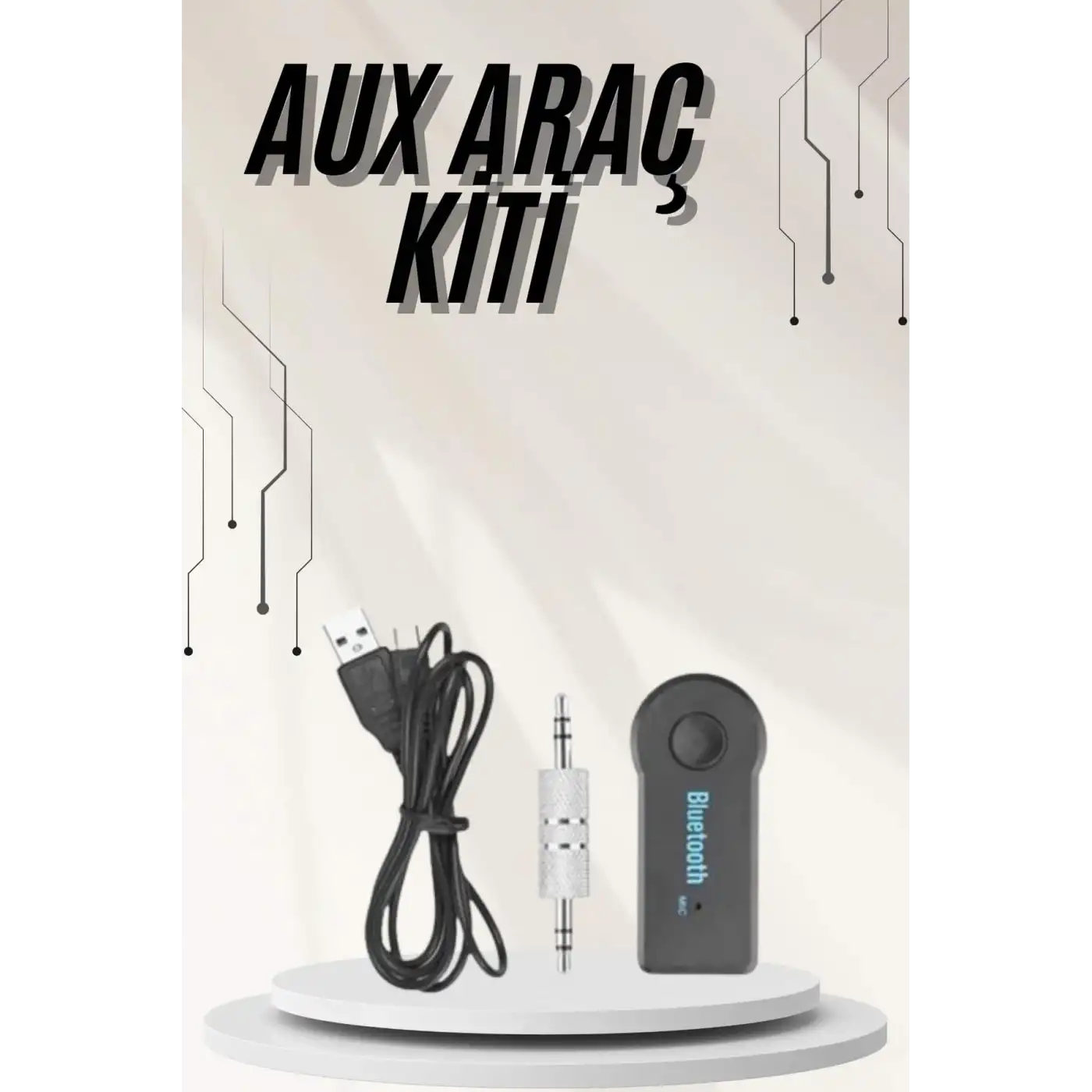 Yeni Nesil Bluetooth Aux Araç Kiti Siyah TV Tablet Telefon Araç Araba