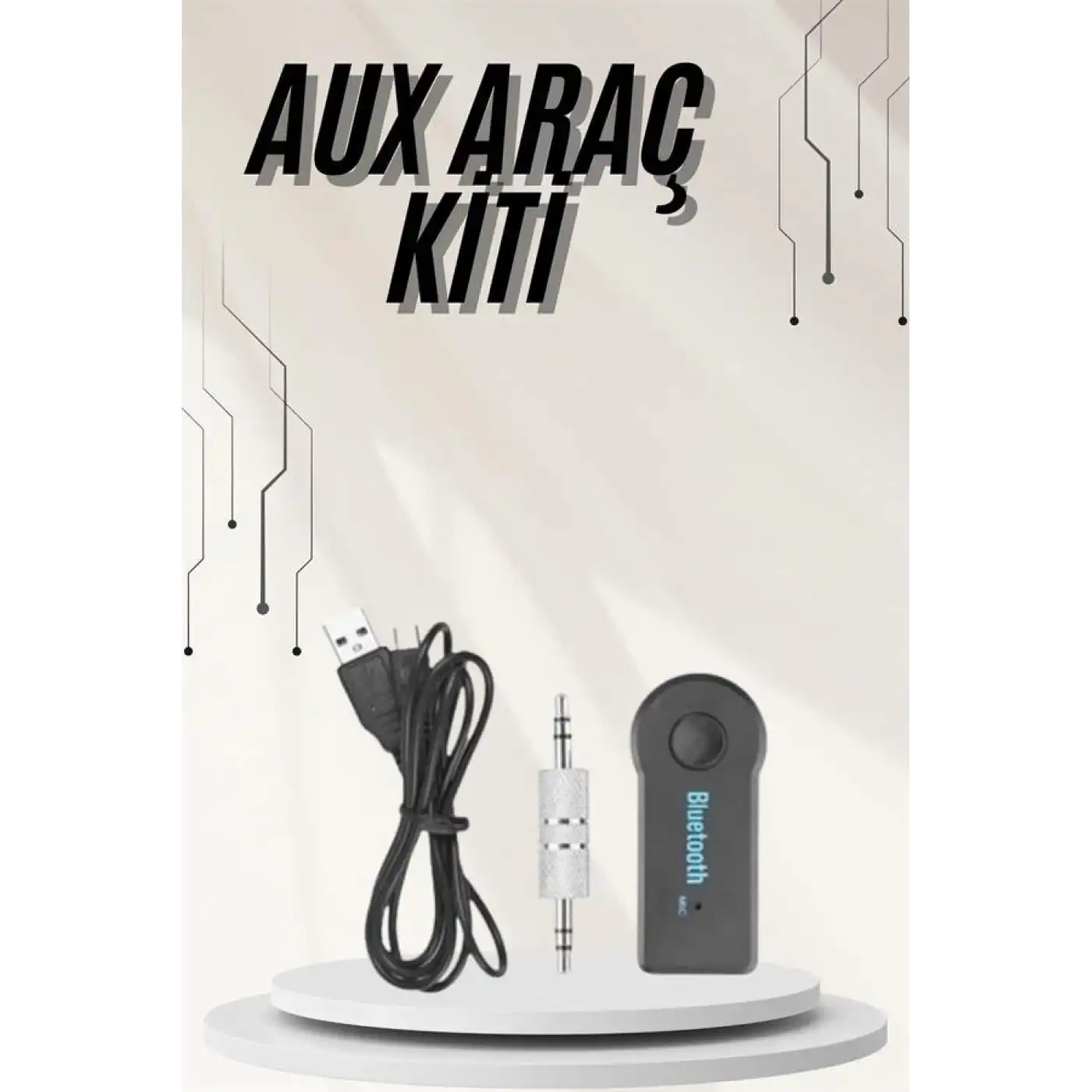 Yeni Nesil Bluetooth Aux Araç Kiti Siyah TV Tablet Telefon Araç Araba