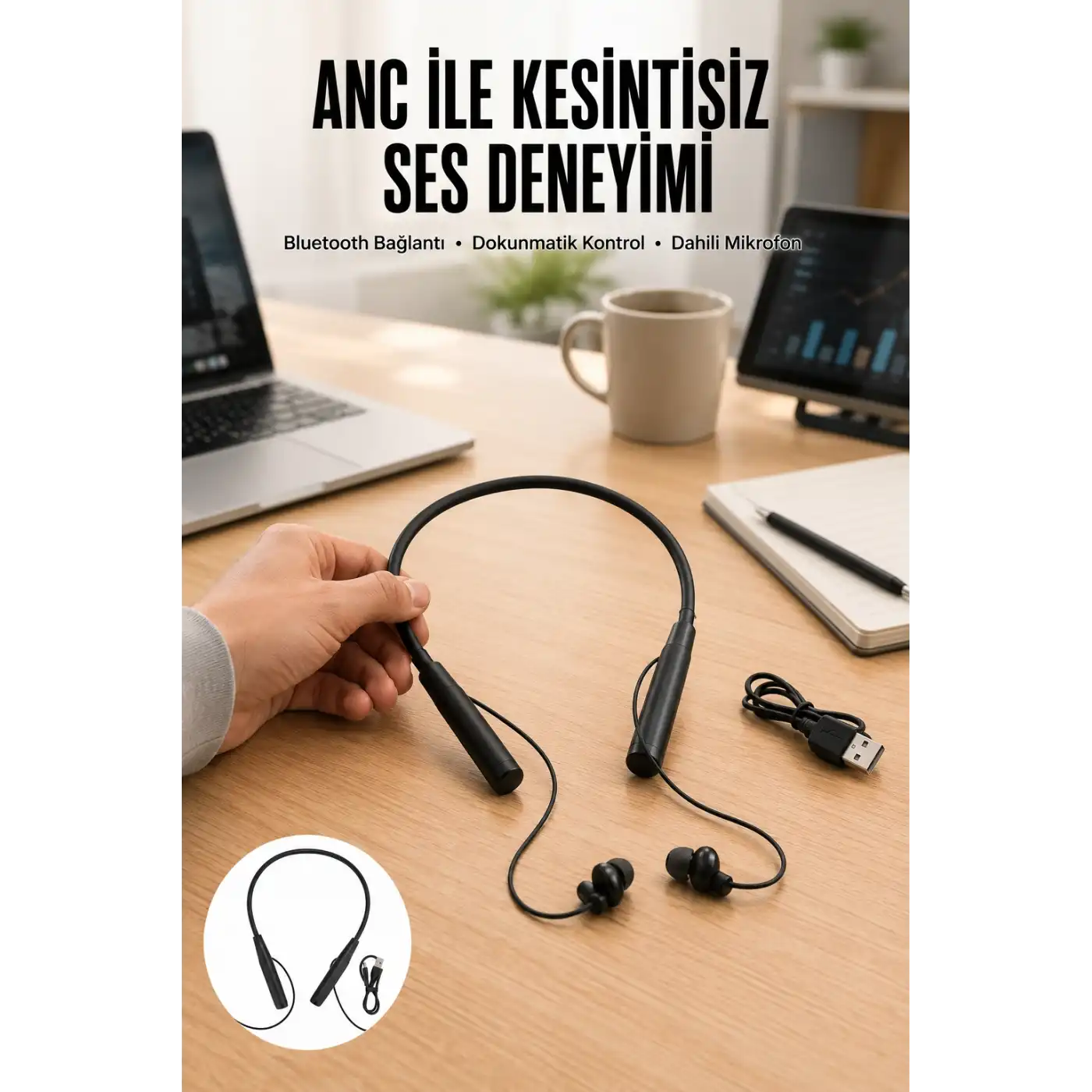 Yeni Nesil Bluetooth Kulaklık Kablolu Kulak İçi Dijital Göstergeli