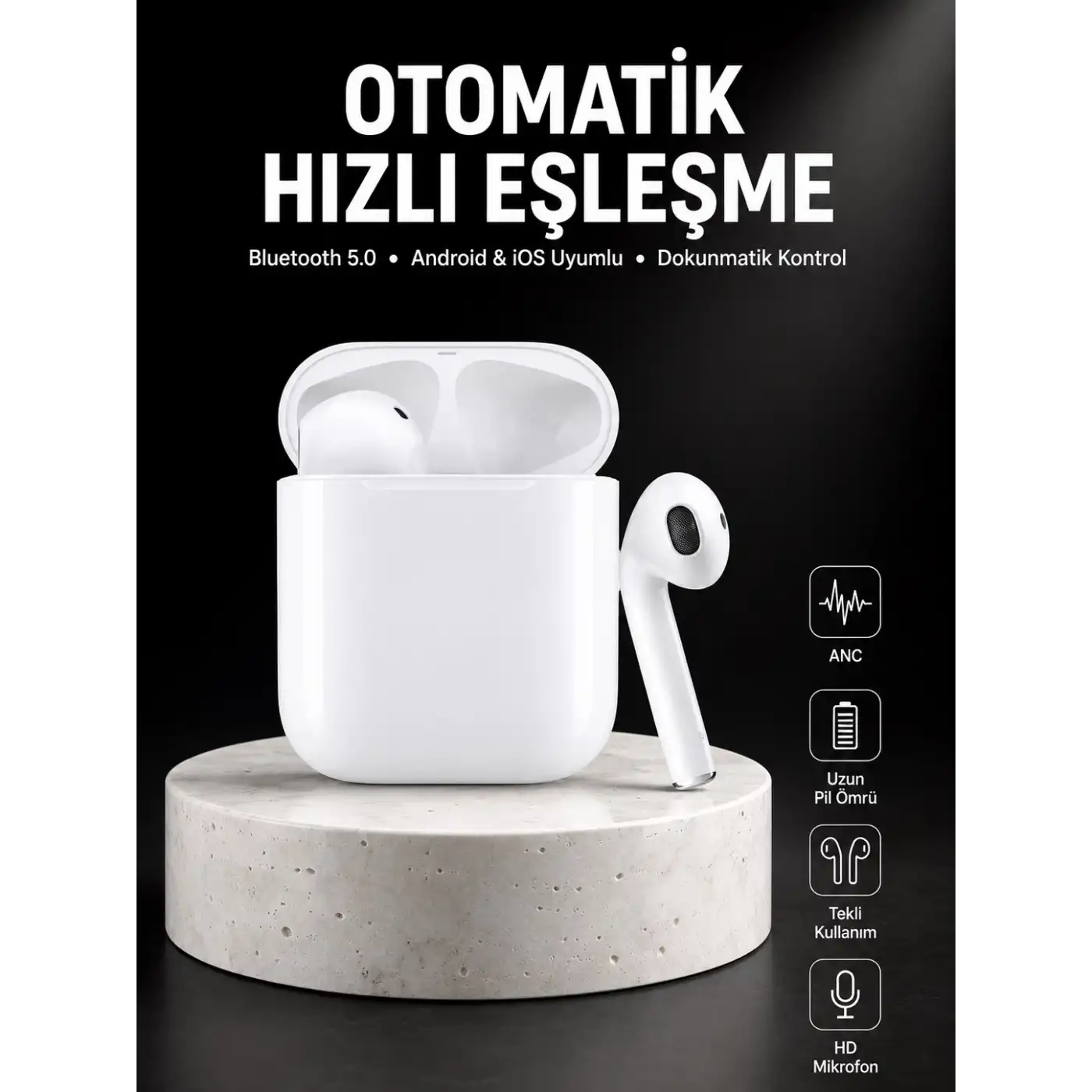 Yeni Nesil Dokunmatik Kontrol Çağrı Cevaplayabilen Kablosuz Bluetooth Kulaklık