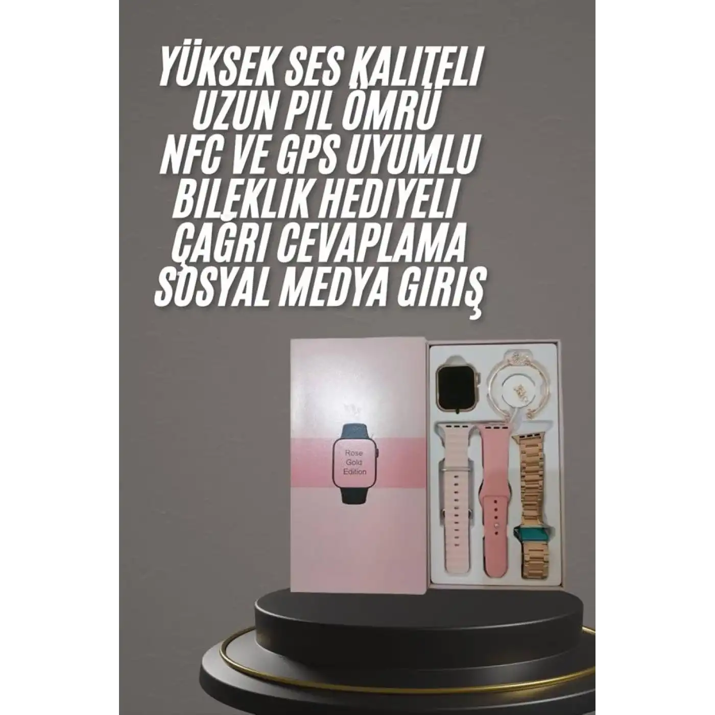 Yeni Nesil Kadın Akıllı Saat Rose Gold Android ve İos Uyumlu
