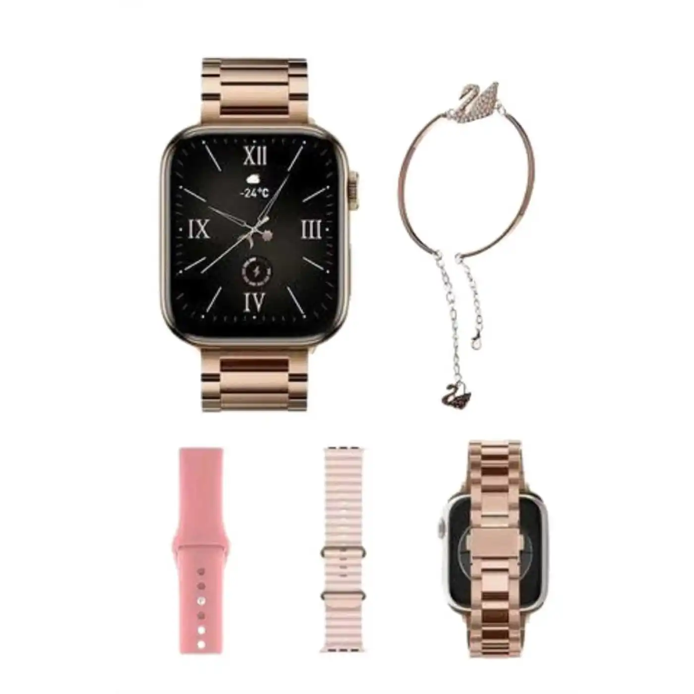 Yeni Nesil Kadın Akıllı Saat Rose Gold Android ve İos Uyumlu